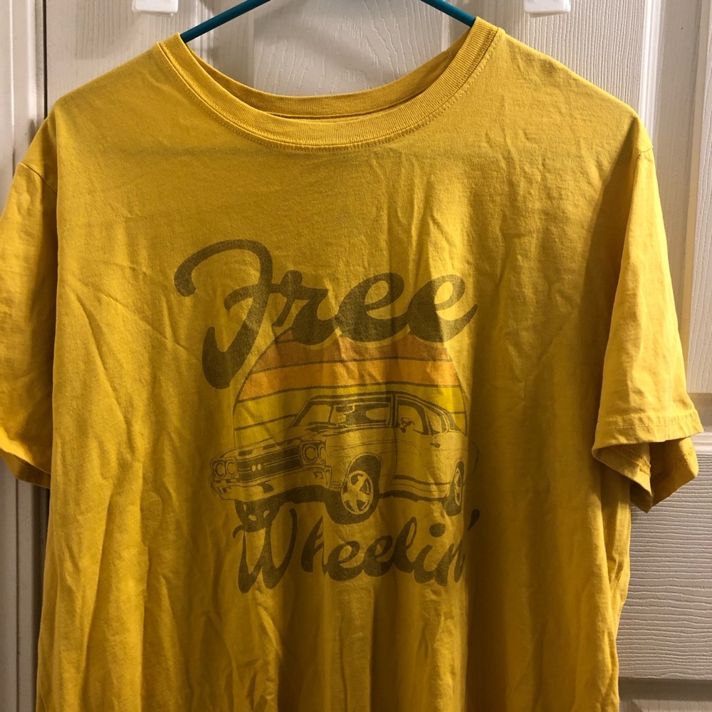 yellow graphic tee